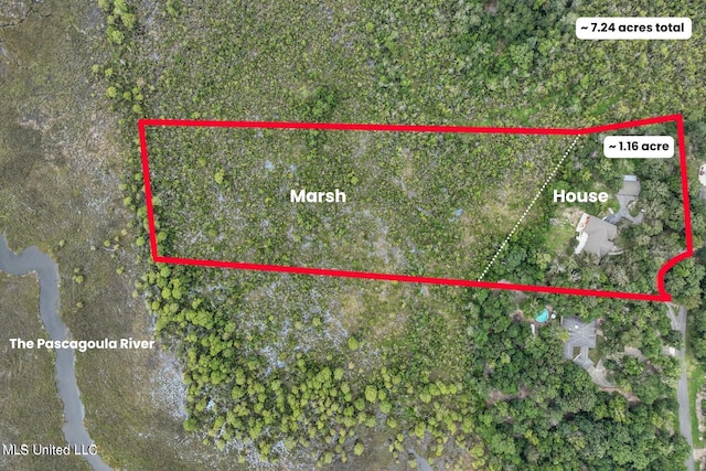 1400 Magnolia Bluff Dr, Gautier, MS 39553 - map of property location with property boundaries highlighted