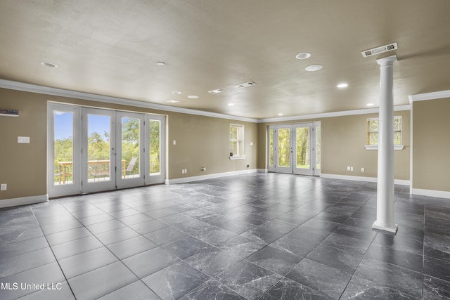 1400 Magnolia Bluff Dr, Gautier, MS 39553 - unfurnished room with french doors, crown molding, recessed lighting, and baseboards