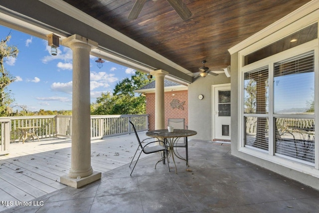 1400 Magnolia Bluff Dr, Gautier, MS 39553 - view of patio / terrace with a ceiling fan and a wooden deck