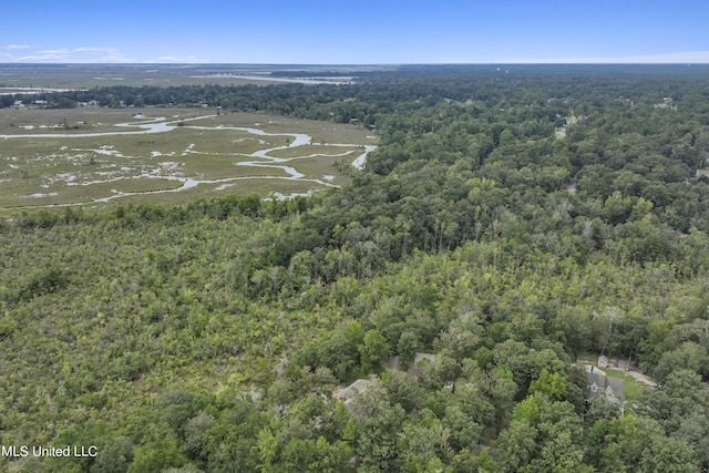 bird's eye view featuring a view of trees