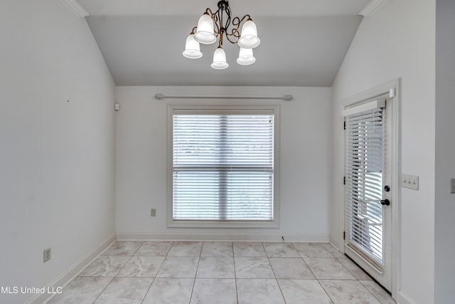 272 Hidden Hills Pkwy, Brandon, MS 39047 - spare room with lofted ceiling and a chandelier