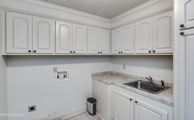 272 Hidden Hills Pkwy, Brandon, MS 39047 - washroom with cabinet space, washer hookup, hookup for an electric dryer, and ornamental molding