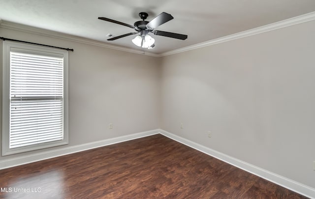 272 Hidden Hills Pkwy, Brandon, MS 39047 - unfurnished room with dark wood-style floors, crown molding, and ceiling fan