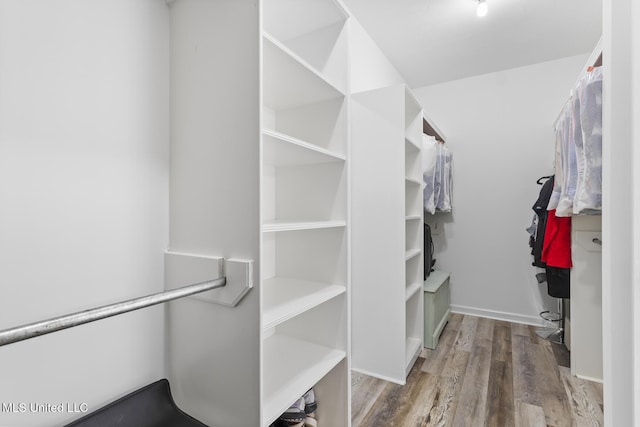 spacious closet with wood finished floors