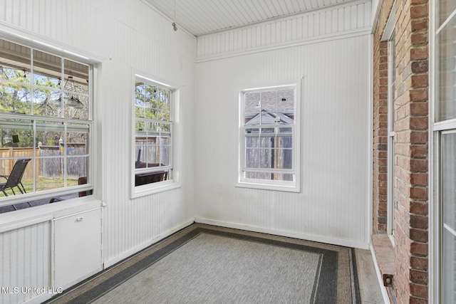 view of unfurnished sunroom