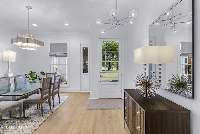 dining room with light hardwood / wood-style flooring