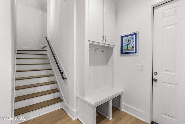 mudroom featuring light wood-type flooring