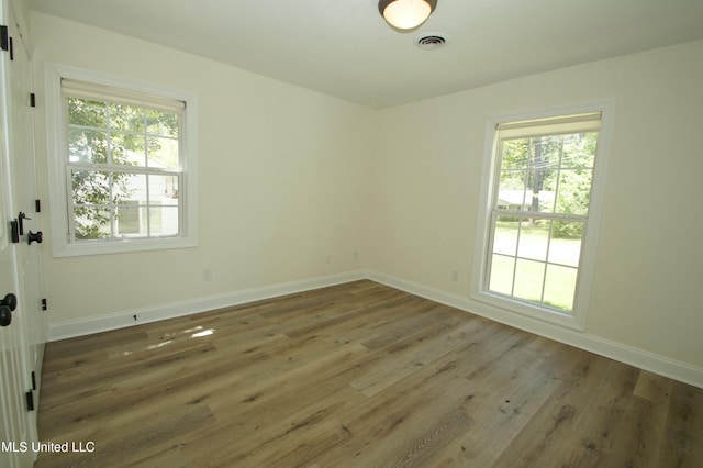 empty room featuring dark wood-type flooring and plenty of natural light