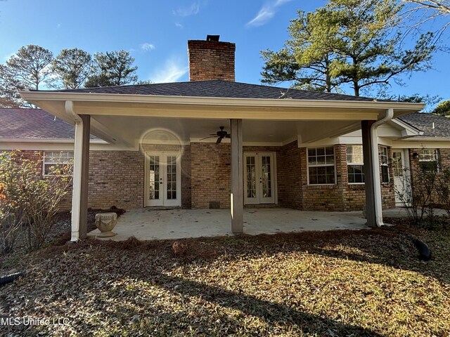 4620 W Cheryl Dr, Jackson, MS 39211 - rear view of property with french doors, a patio area, and ceiling fan