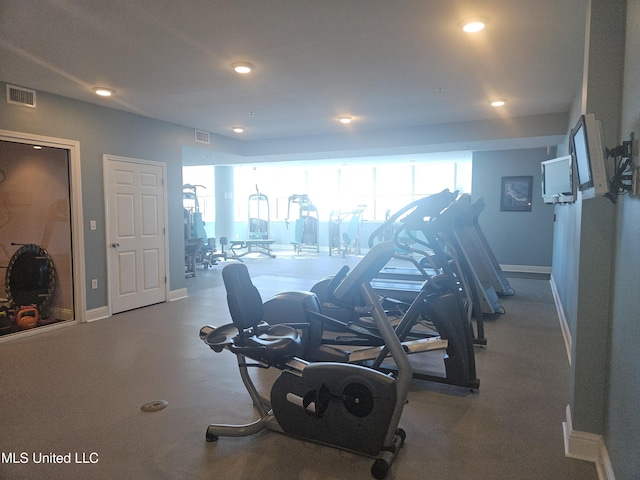 2668 Beach Blvd Unit 702, Biloxi, MS 39531 - gym with baseboards and recessed lighting
