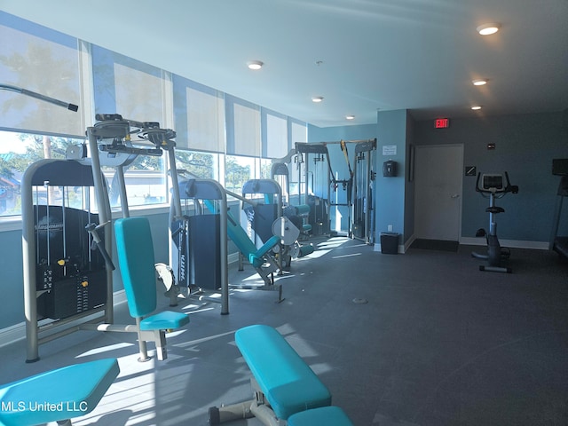 workout area with a wealth of natural light