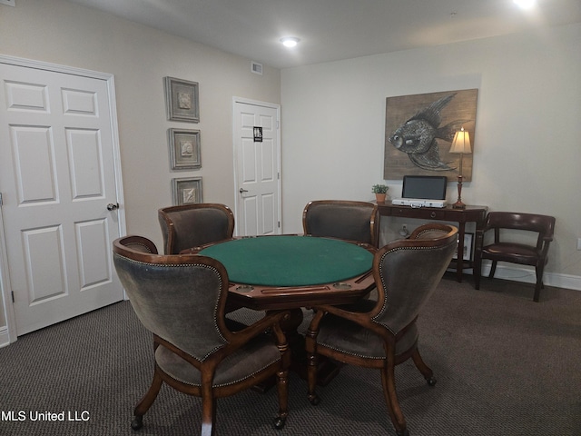 view of carpeted dining room