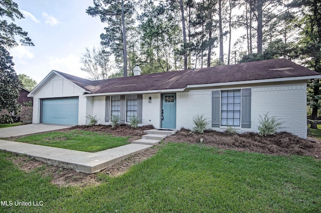 226 N Shenandoah Rd, Brandon, MS 39047 - single story home featuring a front yard, concrete driveway, brick siding, an attached garage, and board and batten siding