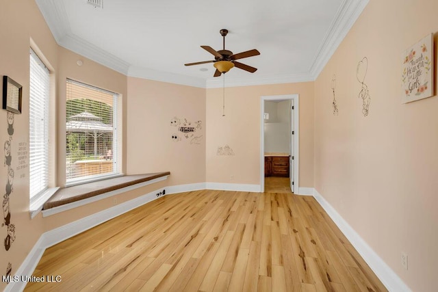 17000 River Pl, Vancleave, MS 39565 - empty room featuring light wood-style flooring, ceiling fan, healthy amount of natural light, ornamental molding, and baseboards