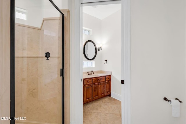 17000 River Pl, Vancleave, MS 39565 - full bath with a stall shower, vanity, and tile patterned flooring