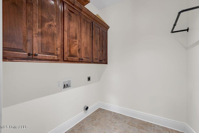 17000 River Pl, Vancleave, MS 39565 - laundry room with cabinet space, baseboards, washer hookup, and hookup for an electric dryer
