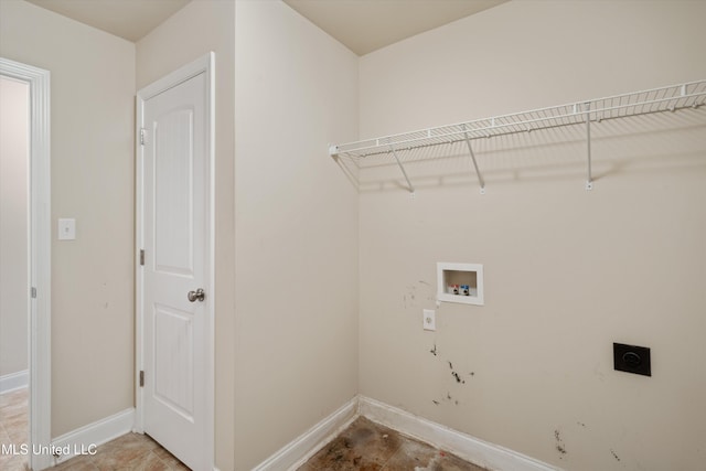 washroom featuring hookup for a washing machine and hookup for an electric dryer