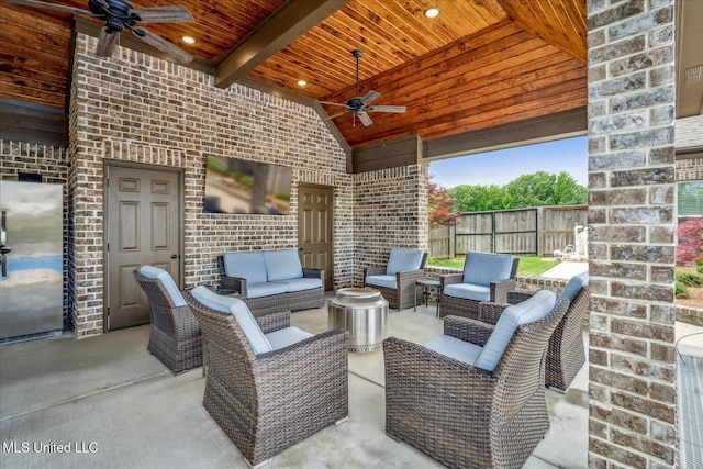 8063 Elizabeth Dr, Olive Branch, MS 38654 - view of patio / terrace with ceiling fan and an outdoor hangout area