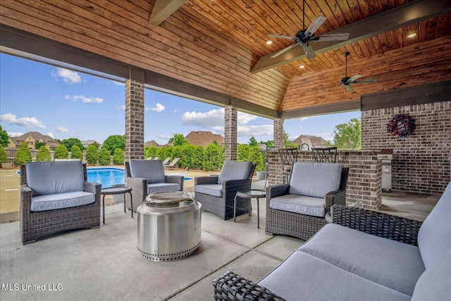 8063 Elizabeth Dr, Olive Branch, MS 38654 - view of patio / terrace featuring an outdoor hangout area, ceiling fan, and an outdoor pool