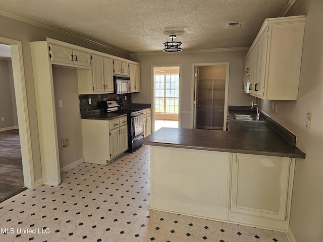 5746 Eagleston Dr, Olive Branch, MS 38654 - kitchen featuring a sink, black microwave, dark countertops, and range with electric stovetop
