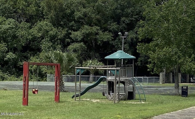 view of play area with a lawn