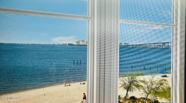 view of water feature featuring a view of the beach