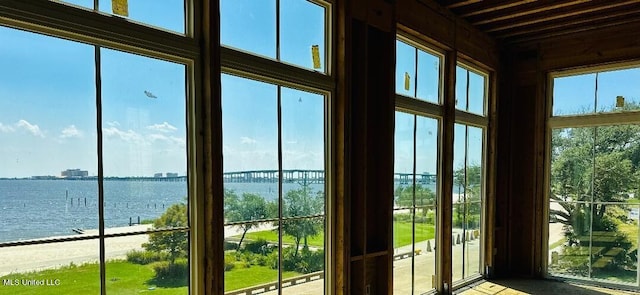 doorway featuring a water view