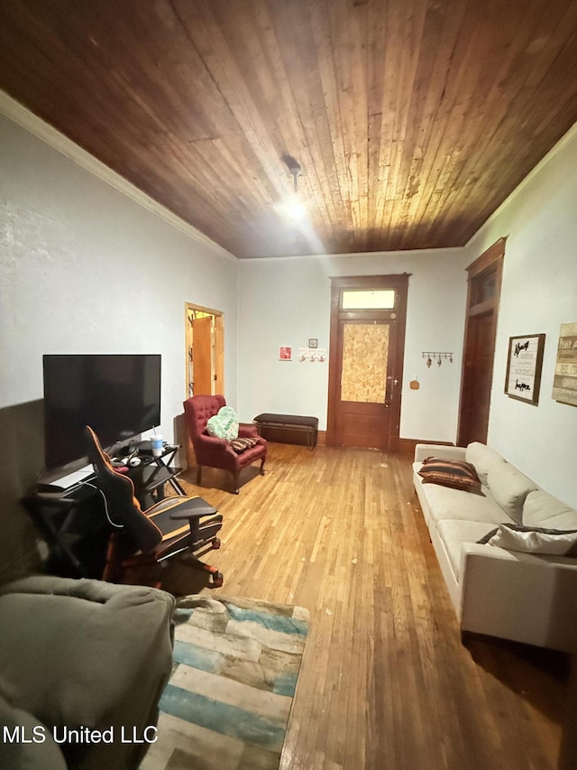 1057 Adams St, Grenada, MS 38901 - living area with wooden ceiling, hardwood / wood-style flooring, and crown molding