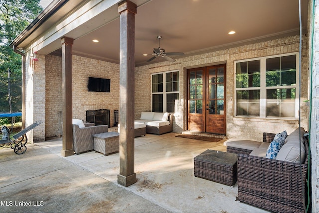1075 S Laughter Rd, Hernando, MS 38632 - view of patio with french doors, outdoor lounge area, and a ceiling fan