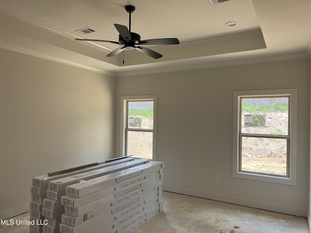 609 Cobalt Way, Brandon, MS 39042 - unfurnished room featuring a raised ceiling, crown molding, and a ceiling fan