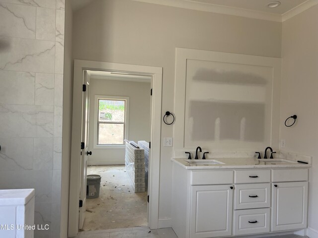 609 Cobalt Way, Brandon, MS 39042 - full bath with crown molding and double vanity