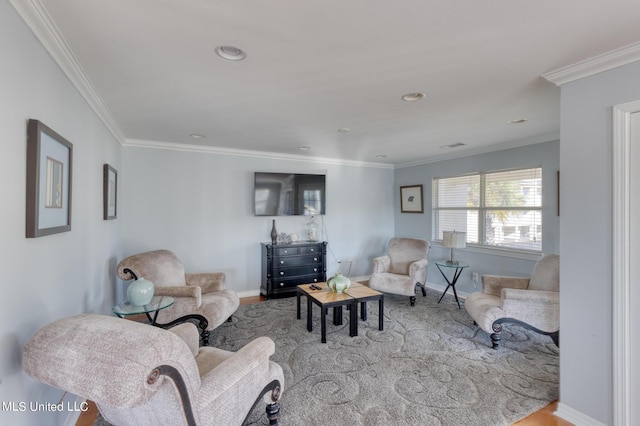 2421 Beachview Dr Unit B02, Ocean Springs, MS 39564 - living room featuring baseboards, ornamental molding, and recessed lighting