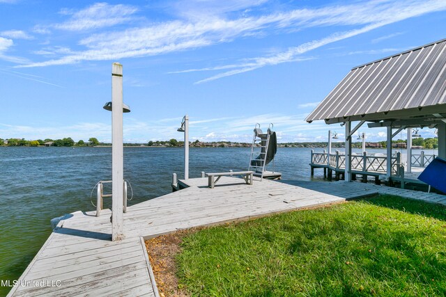 view of dock featuring a water view