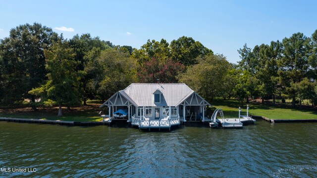 view of dock featuring a water view