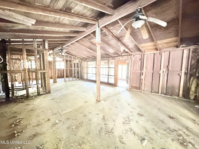 misc room with lofted ceiling