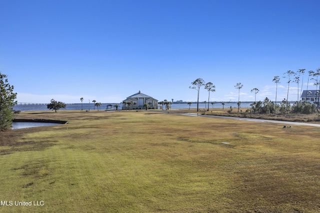view of home's community with a water view