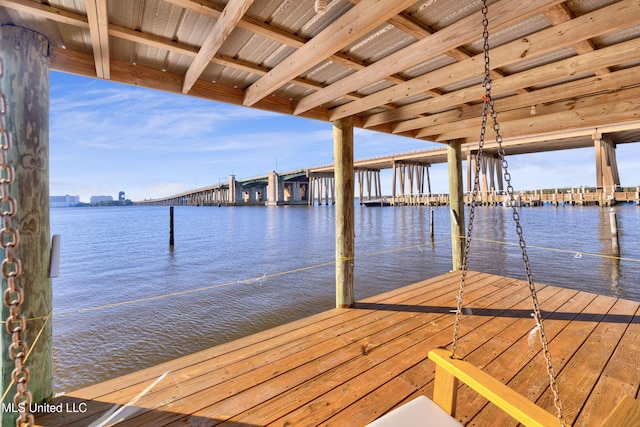 dock area featuring a water view