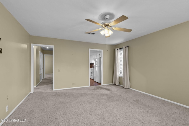 151 Lakebend Cir, Brandon, MS 39042 - unfurnished bedroom with freestanding refrigerator, carpet, and ceiling fan