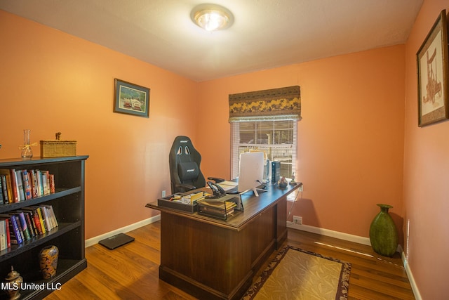 office with hardwood / wood-style flooring