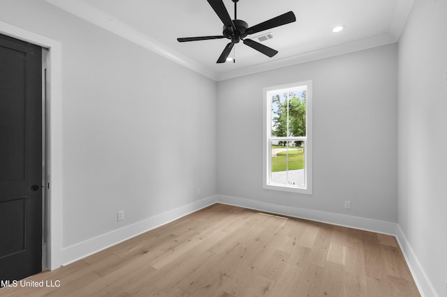 231 Oakside Trl, Madison, MS 39110 - unfurnished room featuring light wood-type flooring, baseboards, recessed lighting, ceiling fan, and crown molding