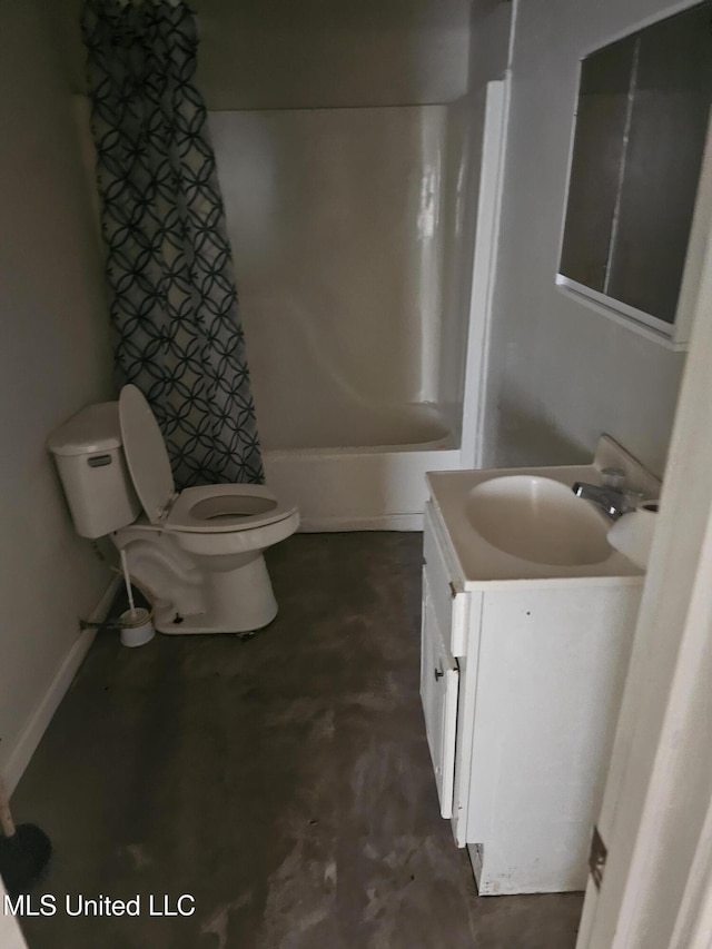 219 W St, Batesville, MS 38606 - full bathroom with concrete flooring, shower / bath combination, vanity, and toilet