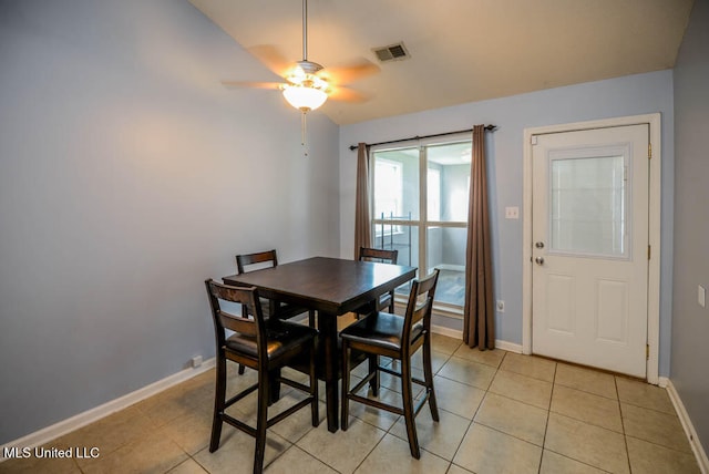 796 Steward Ln, Southaven, MS 38671 - dining area featuring a ceiling fan, baseboards, and light tile patterned flooring