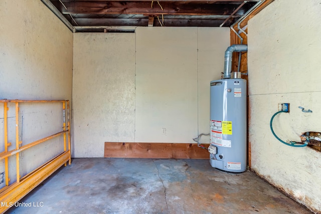 basement featuring gas water heater