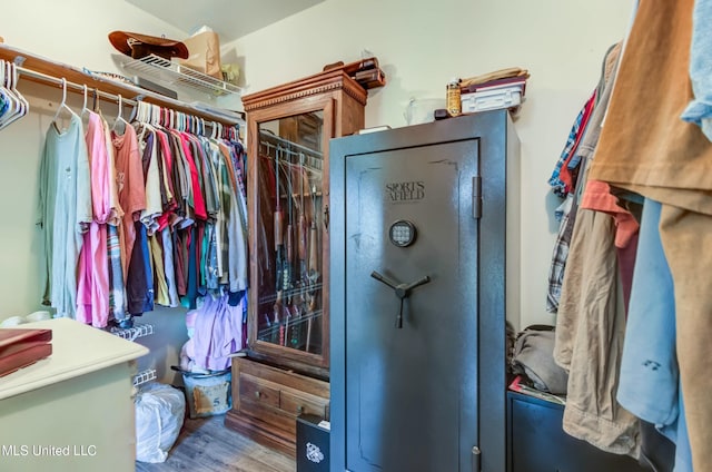 walk in closet featuring hardwood / wood-style floors