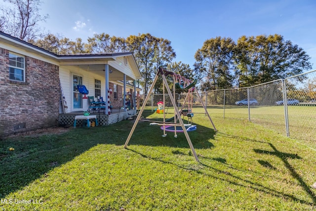 view of yard featuring a playground