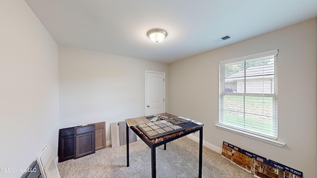 view of carpeted office space