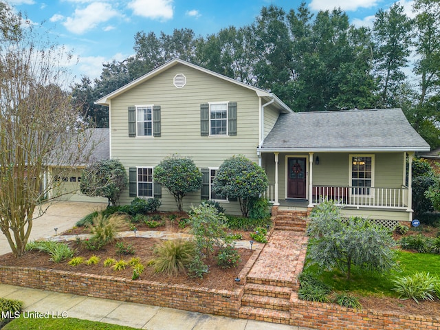 view of front of home featuring covered porch