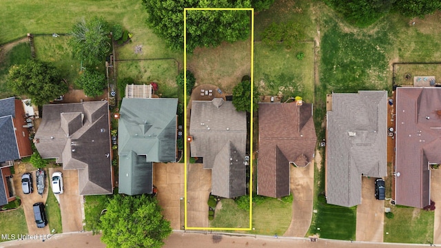 aerial perspective of suburban area featuring property boundaries highlighted