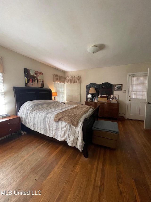 bedroom with wood-type flooring