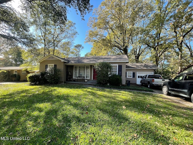 ranch-style home with a front yard